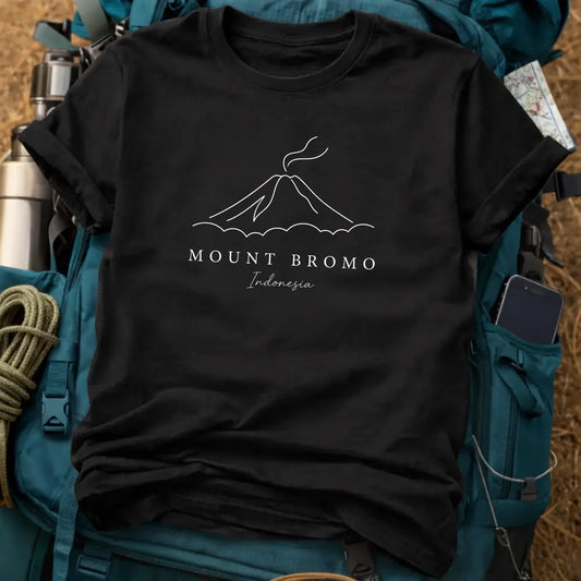 Mount Bromo Indonesia T-Shirt – Minimalist Volcano Continuous Line Art Graphic Tee