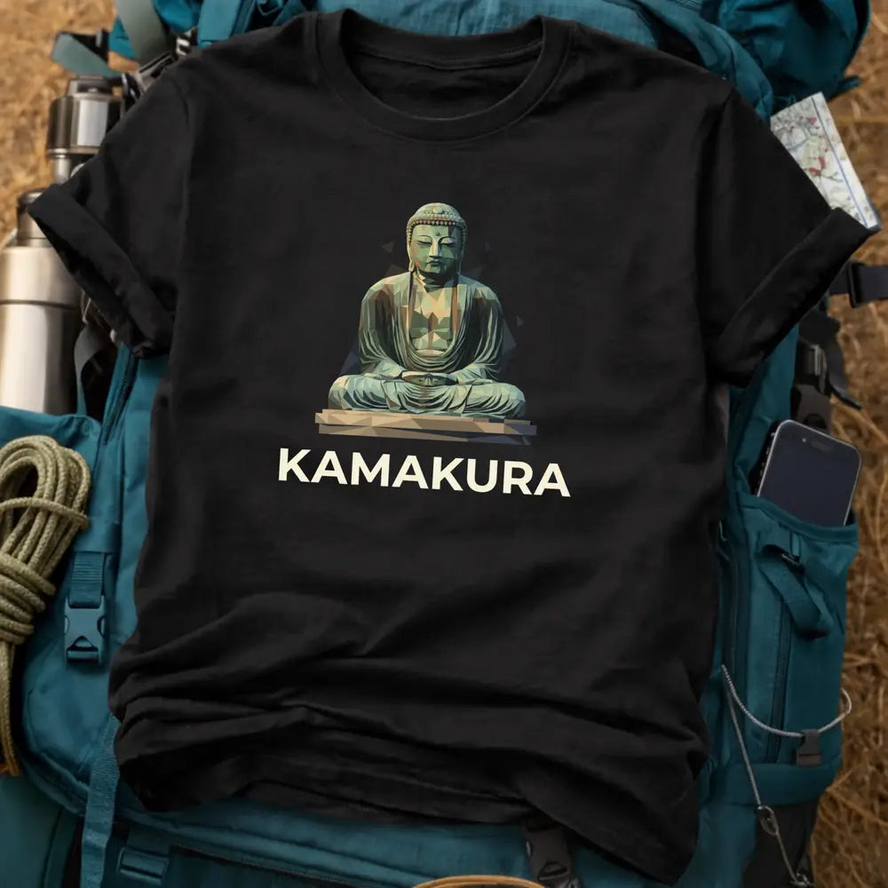 Kamakura Japan T-Shirt – Geometric Great Buddha Low-Poly Graphic Tee
