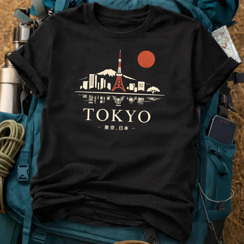 Tokyo City Skyline Tee – Retro Japan Tower & Mount Fuji Graphic Shirt