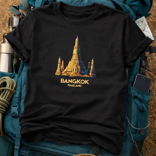 Bangkok Thailand Travel T-Shirt - Wat Arun Temple Heavyweight Cotton Tee
