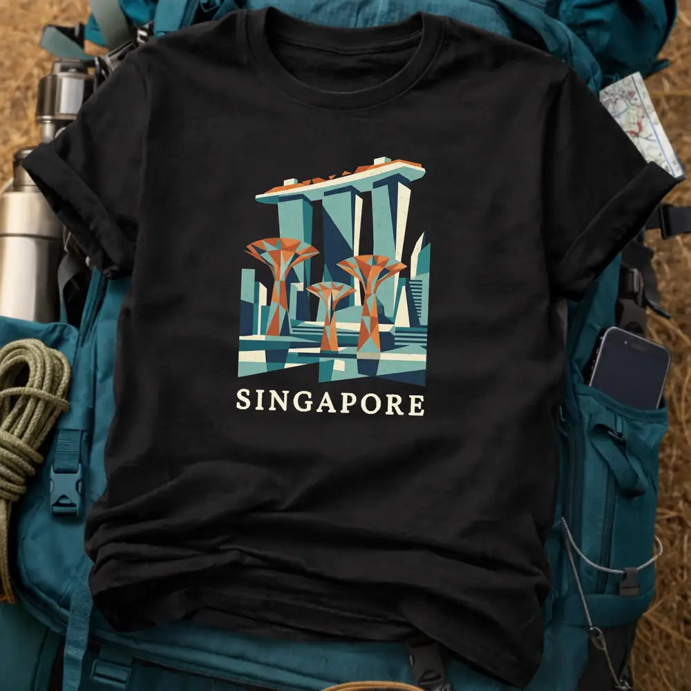 Singapore Skyline T-Shirt – Geometric Marina Bay Sands Graphic Tee