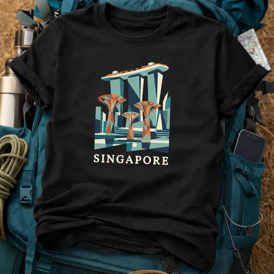 Singapore Skyline T-Shirt – Geometric Marina Bay Sands Graphic Tee