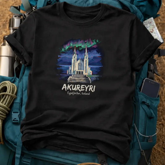 Akureyri Iceland T-Shirt – Retro Impasto Oil Painting Graphic Tee