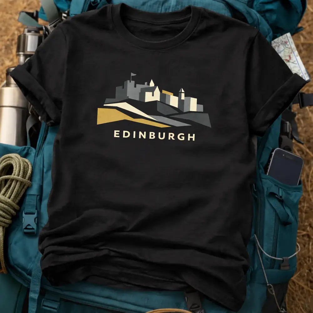Edinburgh Scotland T-Shirt – Minimalist Castle Block Graphic Tee