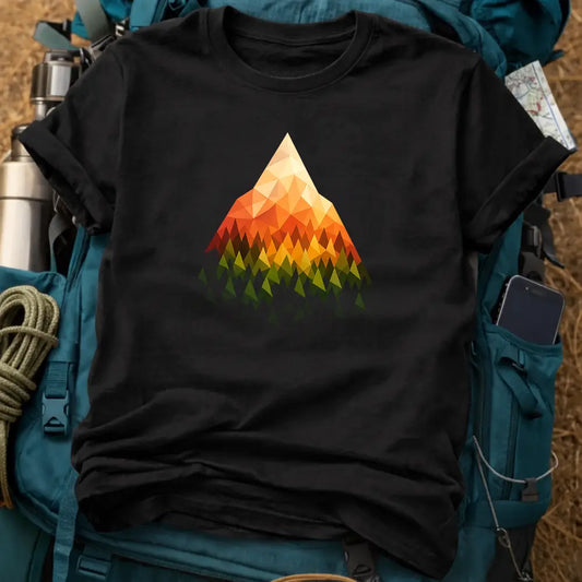 Geometric Mountain Forest T-Shirt – Low Poly Nature Graphic Tee