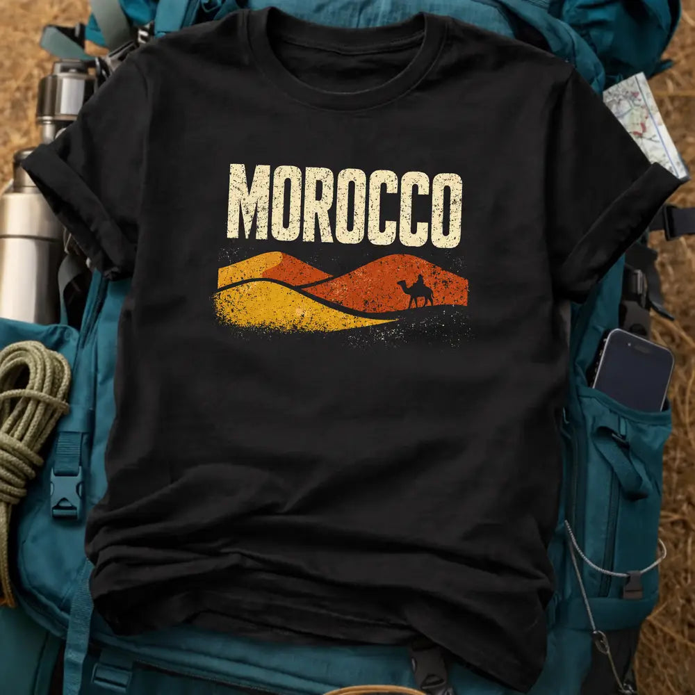 Morocco Sahara Desert T-Shirt – Camel Trekking Graphic Tee