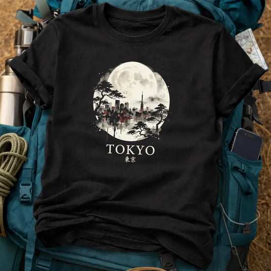 Tokyo Watercolor T-Shirt – Moonlit Skyline & Mount Fuji Graphic Tee