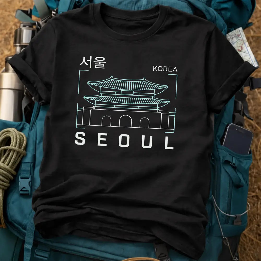 Seoul Korea T-Shirt – Minimalist Palace Line Art Graphic Tee