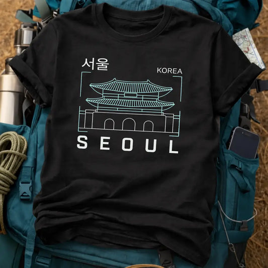 Seoul Korea T-Shirt – Minimalist Palace Line Art Graphic Tee