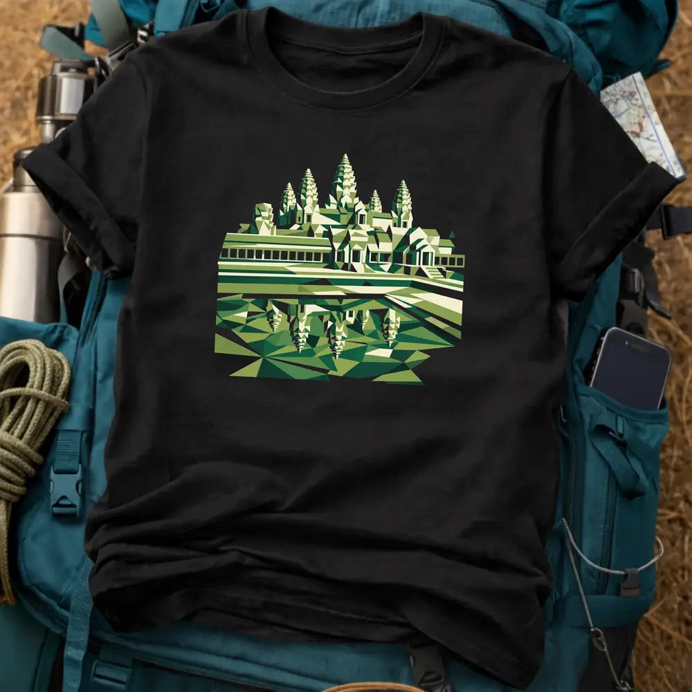 Angkor Wat Cambodia Cubist T-Shirt – Modern Khmer Art Temple Graphic Tee