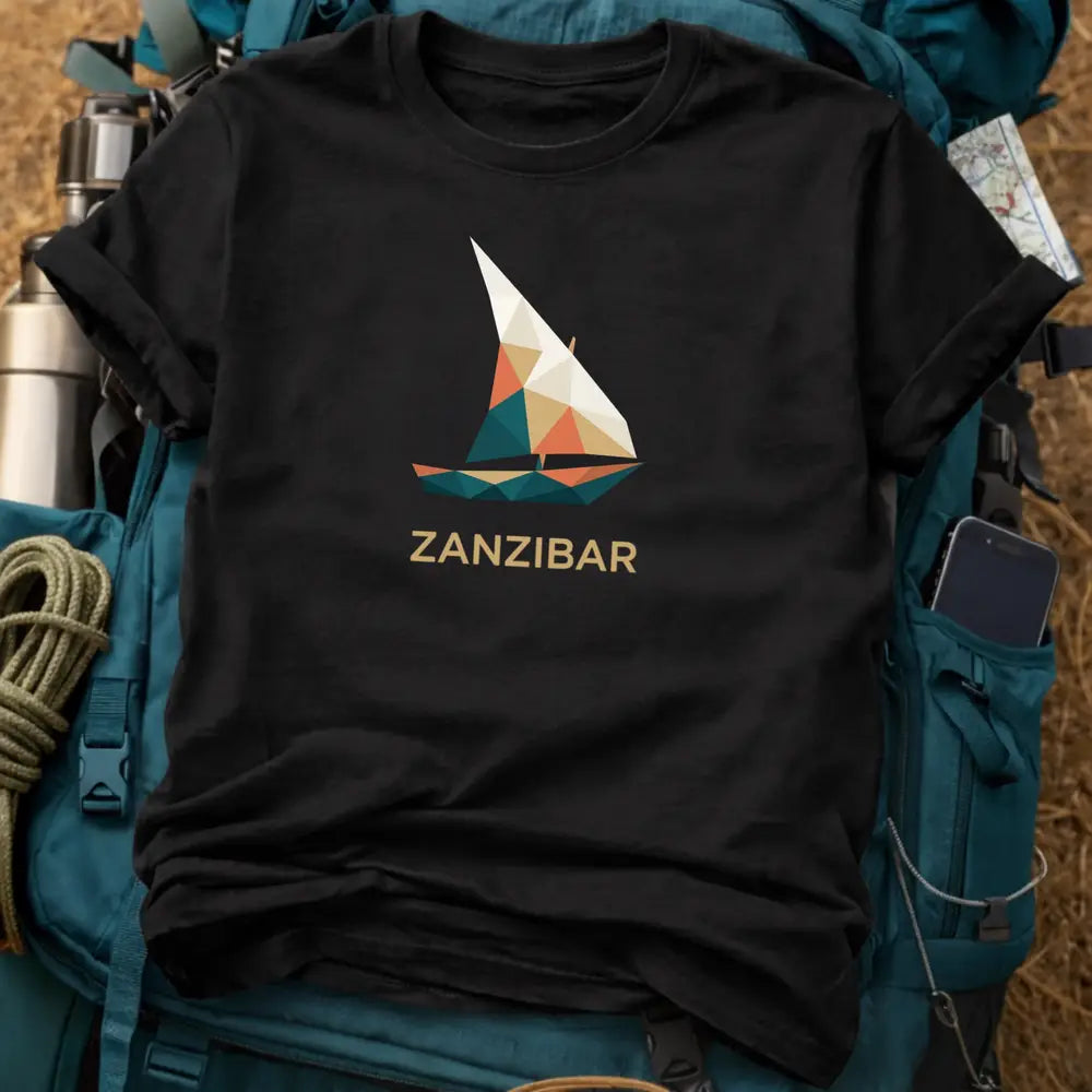 Zanzibar T-Shirt – Geometric Traditional Dhow Low-Poly Graphic Tee