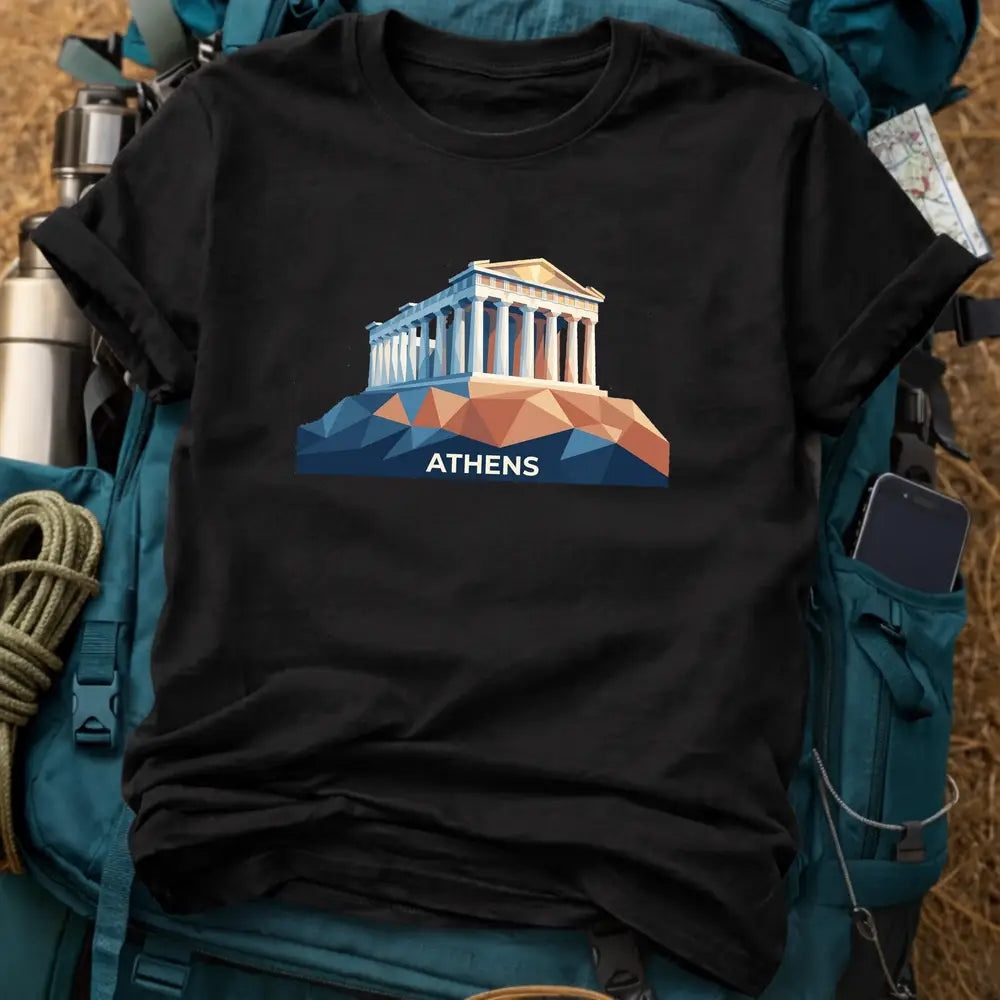 Athens Greece T-Shirt – Geometric Parthenon Low-Poly Graphic Tee