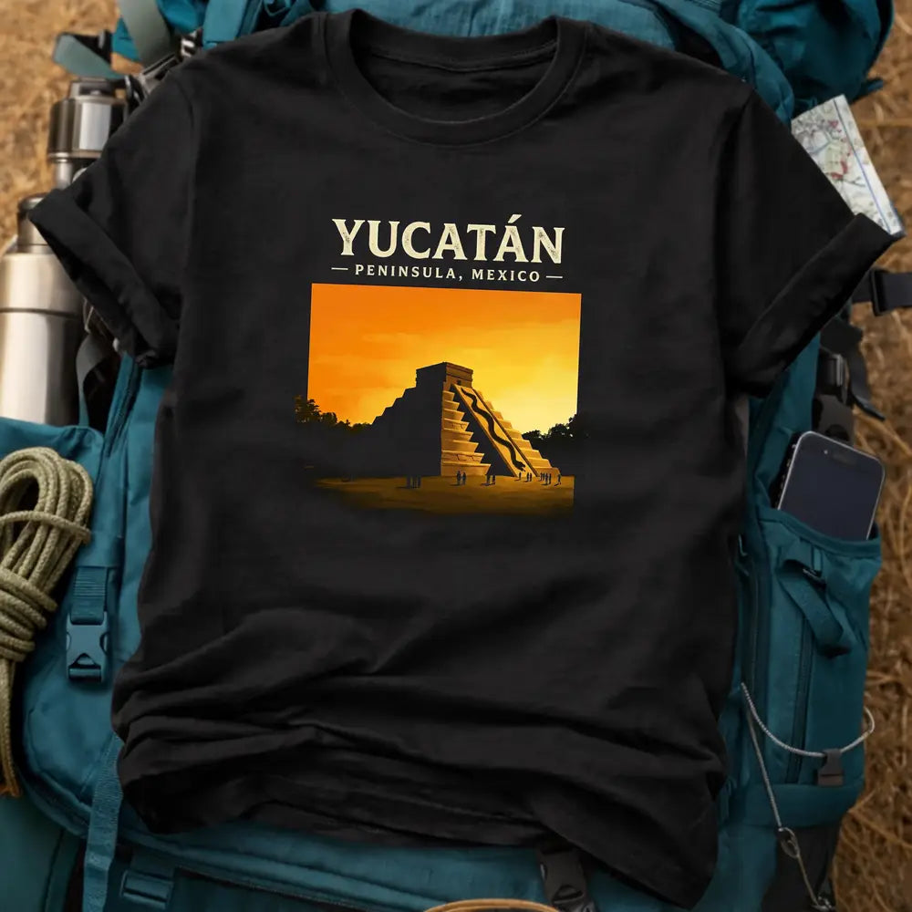 Yucatan Mexico T-Shirt – Retro Mayan Pyramid Graphic Tee