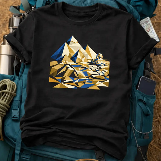 Giza Pyramids Egypt Cubist T-Shirt – Modern Art Great Sphinx Graphic Tee