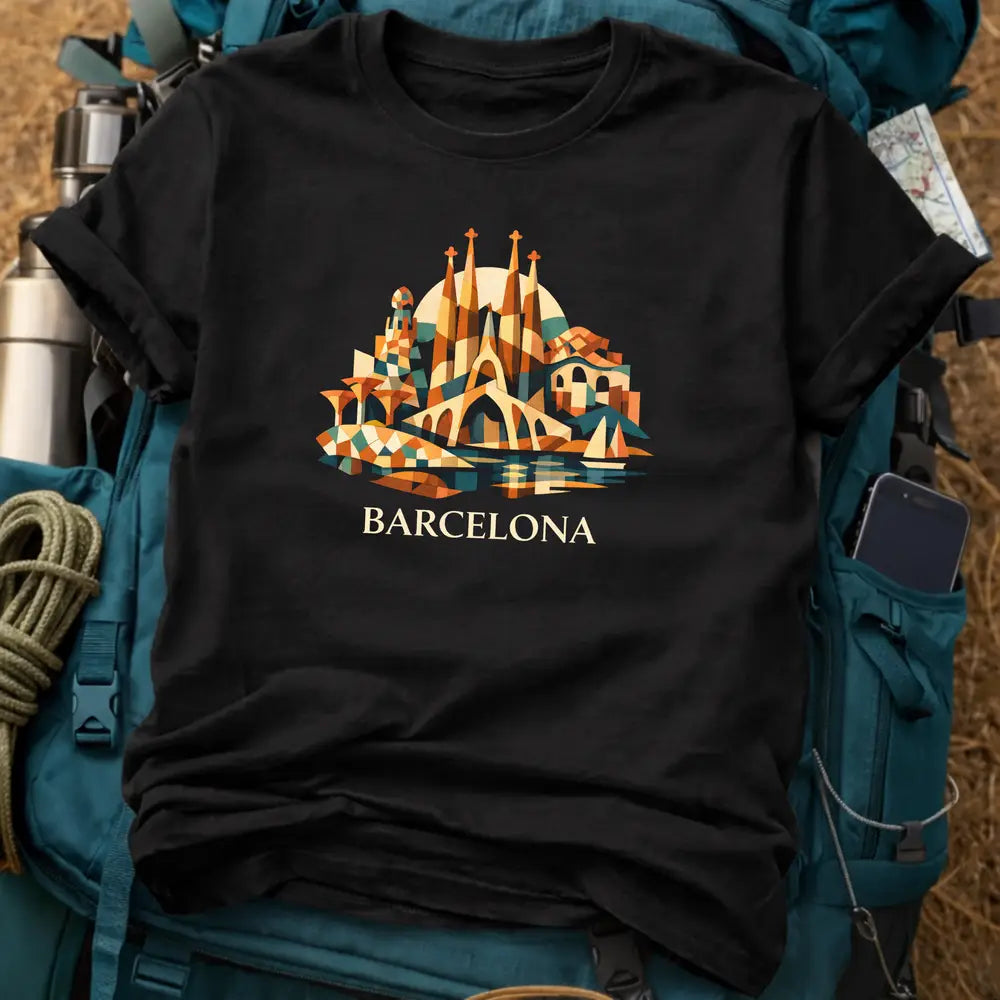 Barcelona Spain T-Shirt – Geometric Sagrada Familia Graphic Tee