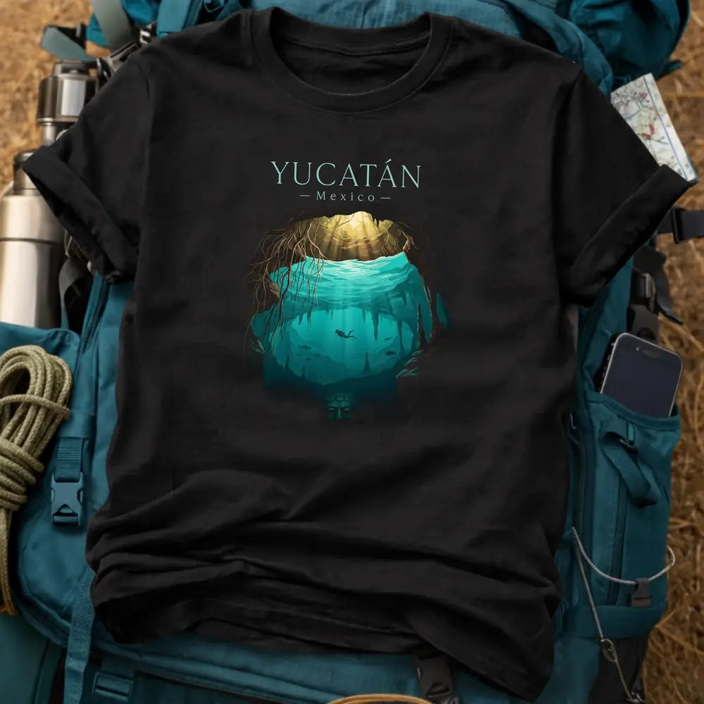 Yucatan Mexico T-Shirt – Retro Cenote Cave Diving Graphic Tee