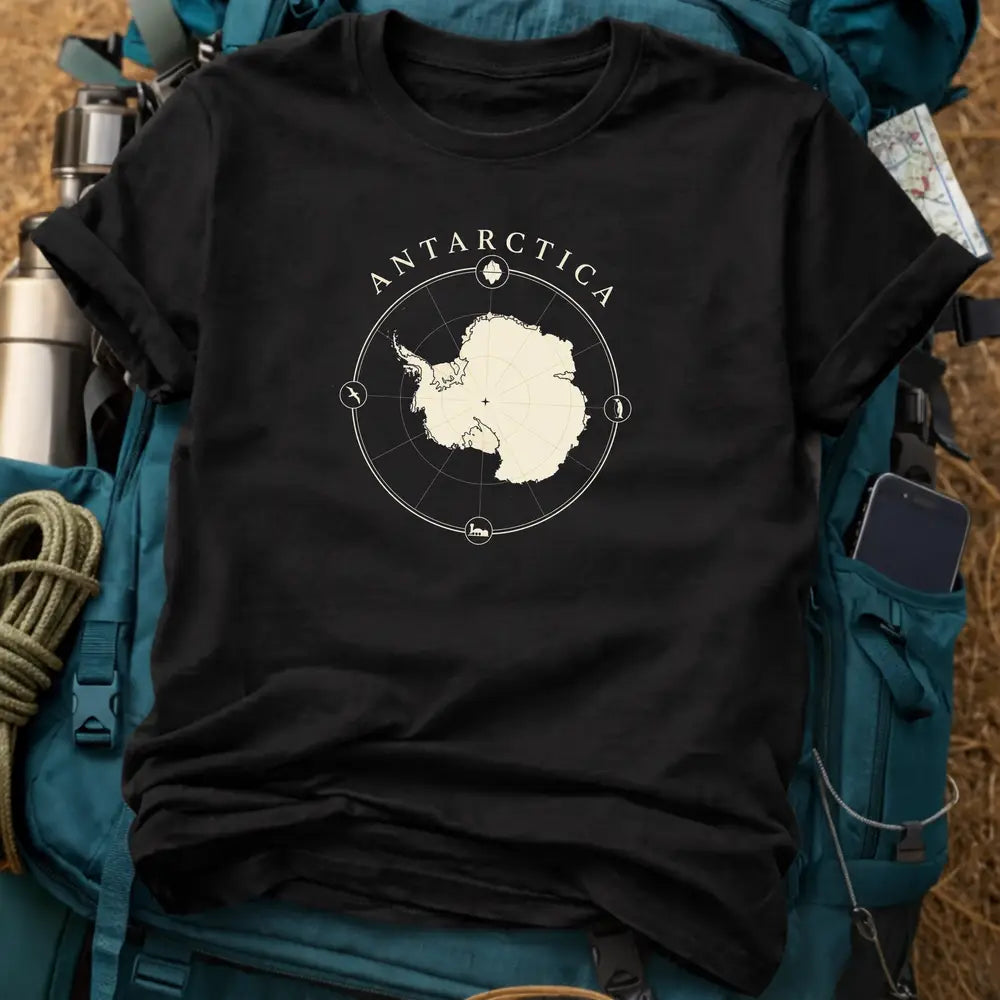 Antarctica T-Shirt – Vintage Polar Exploration Map Graphic Tee
