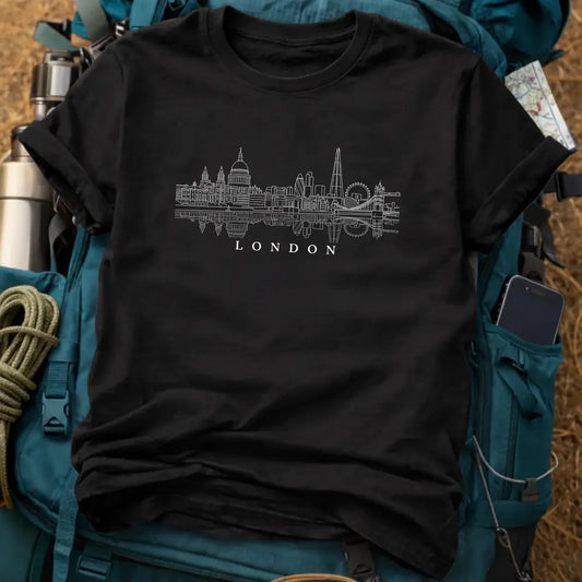 London United Kingdom T-Shirt – Minimalist Skyline Line Art Graphic Tee