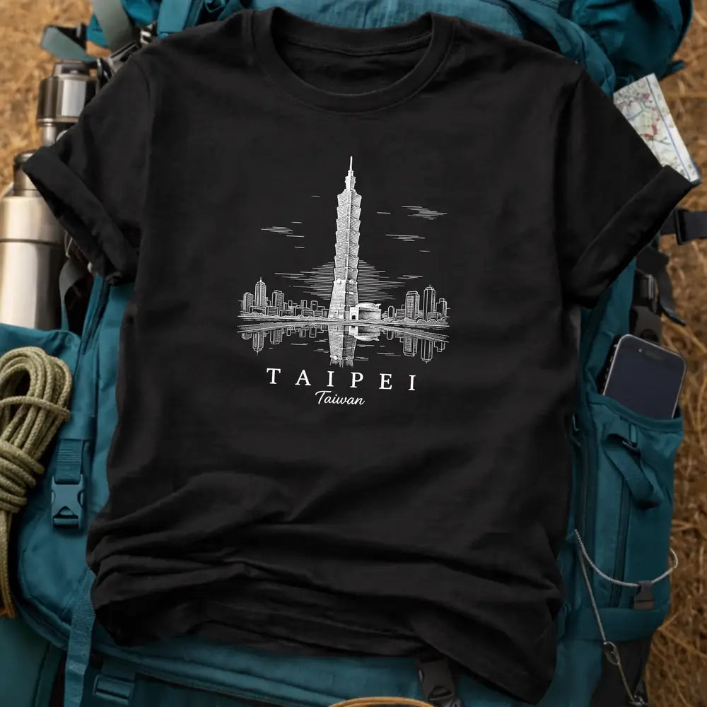 Taipei Taiwan T-Shirt – Retro Engraving Taipei 101 Skyline Graphic Tee