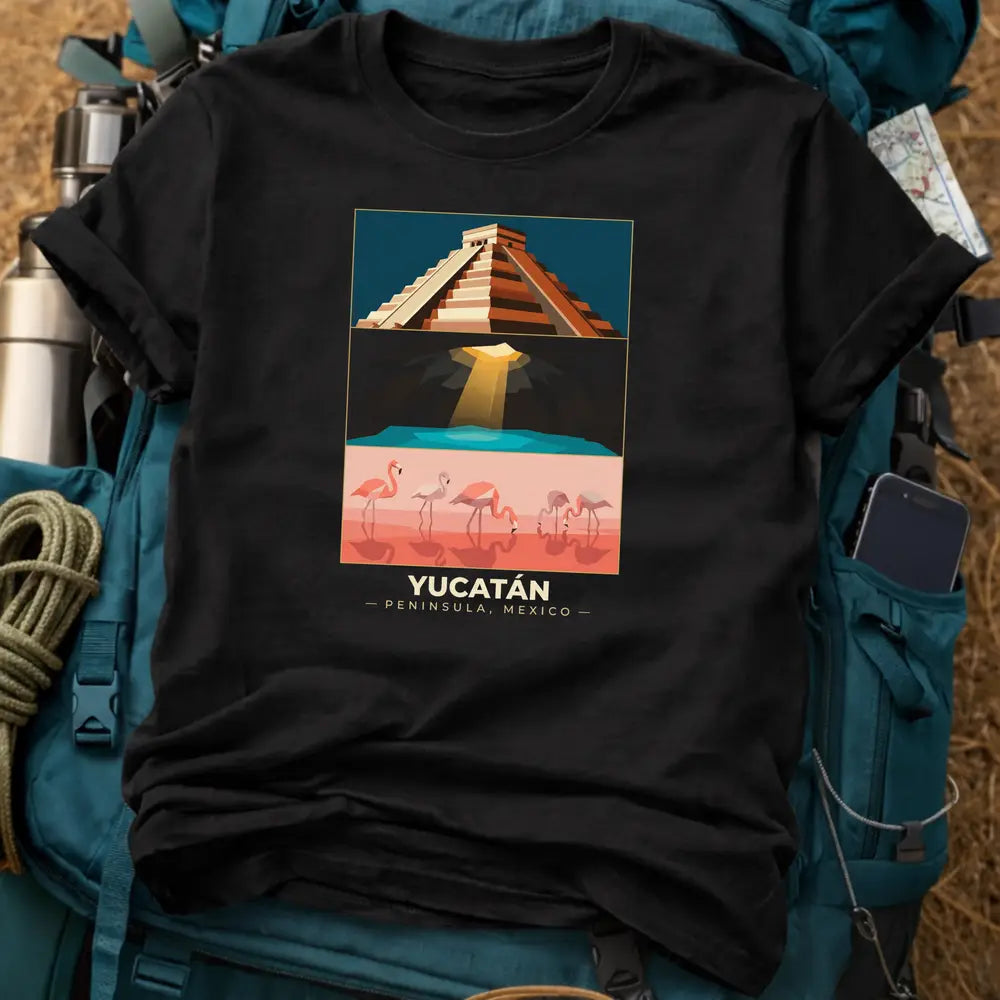 Yucatan Peninsula Mexico T-Shirt – Retro Geometric Triptych Graphic Tee