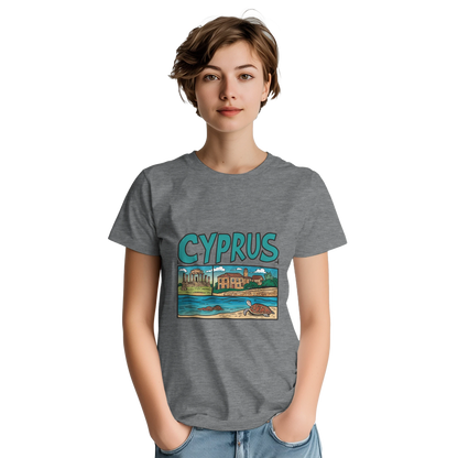 Cyprus Unisex Travel T-Shirt featuring a person