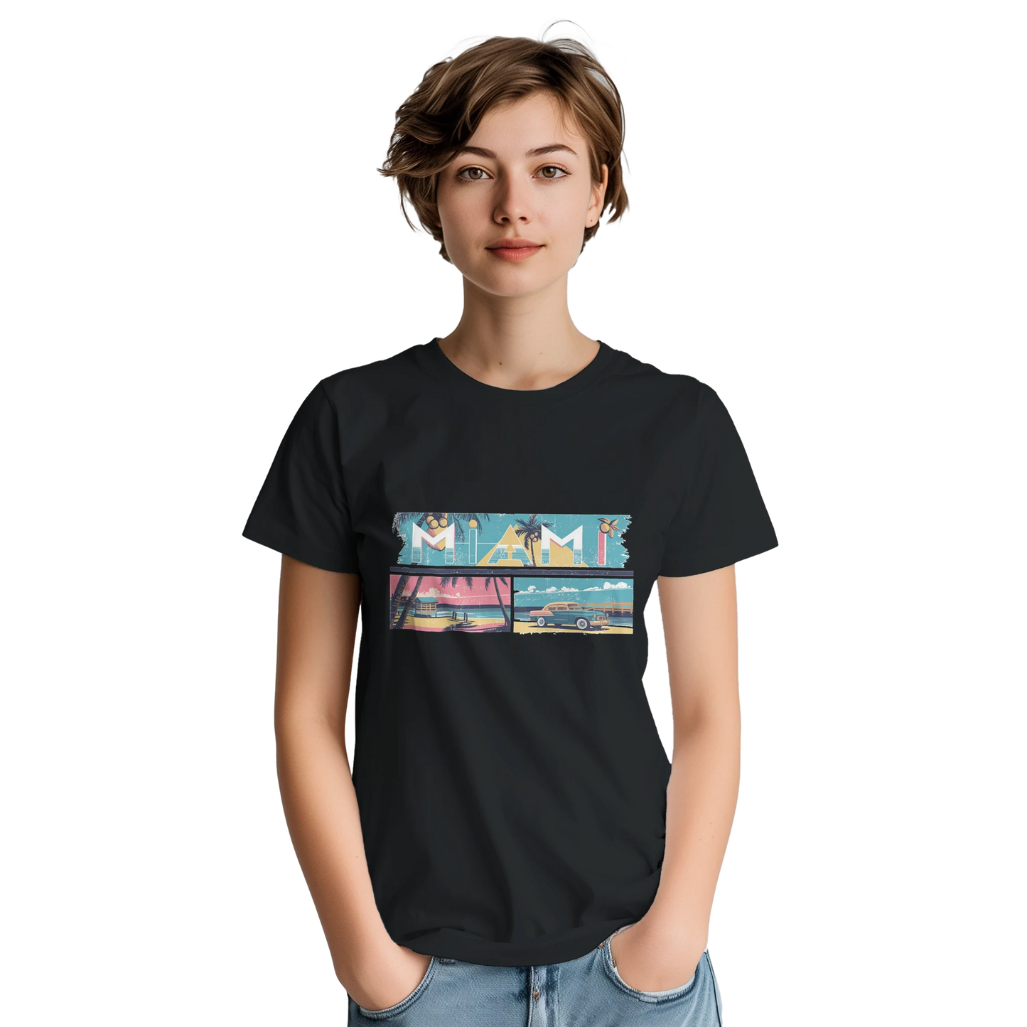 Miami USA Unisex Travel T-Shirt featuring a person