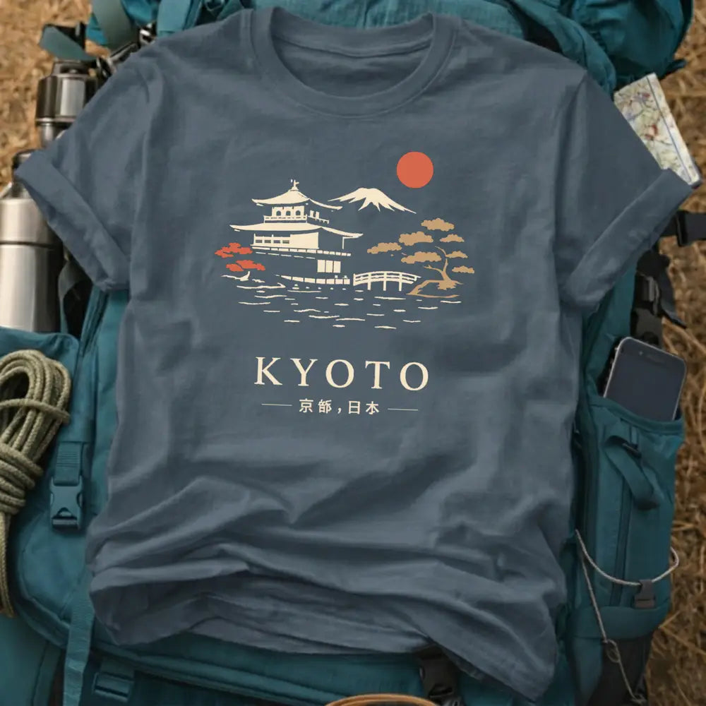 Kyoto Vintage Sunset Tee - Japanese Temple Graphic T-Shirt