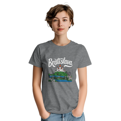 Bratislava Slovakia Unisex Travel T-Shirt featuring a person