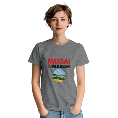 Maasai Mara Unisex Travel T-Shirt featuring a person