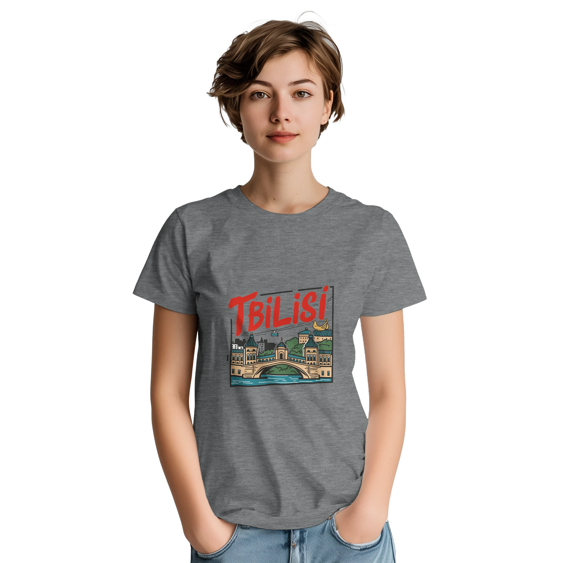 Tbilisi Georgia Unisex Travel T-Shirt featuring a person
