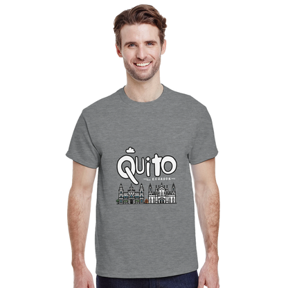 Quito Ecuador Unisex Travel T-Shirt featuring a man