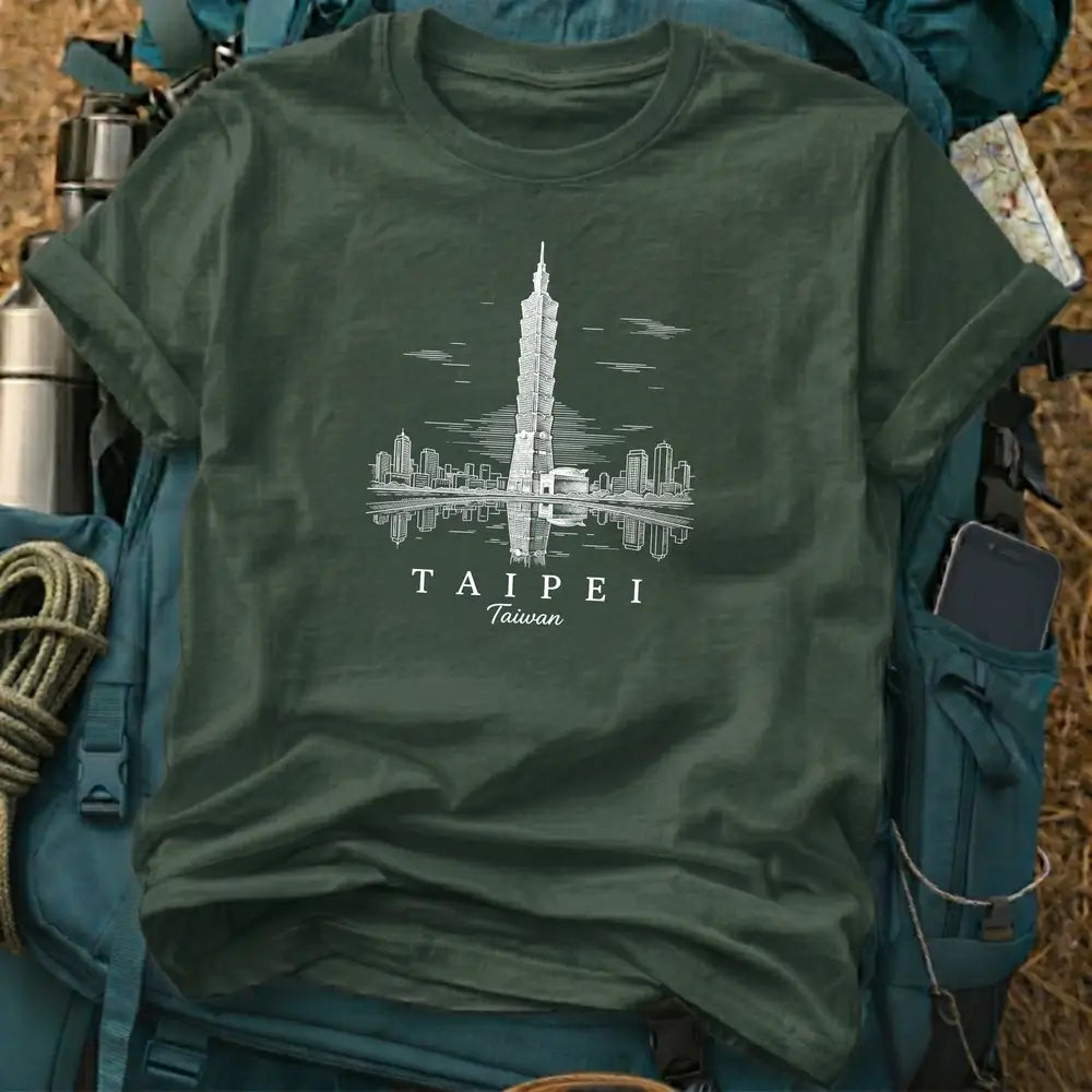 Taipei Taiwan T-Shirt – Retro Engraving Taipei 101 Skyline Graphic Tee
