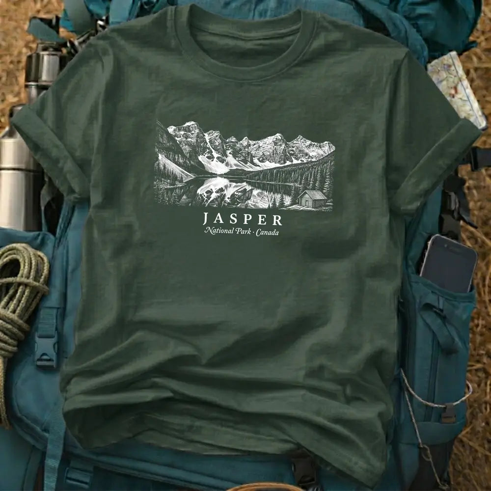 Jasper National Park Canada Vintage Engraving T-Shirt – Mountain Graphic Tee