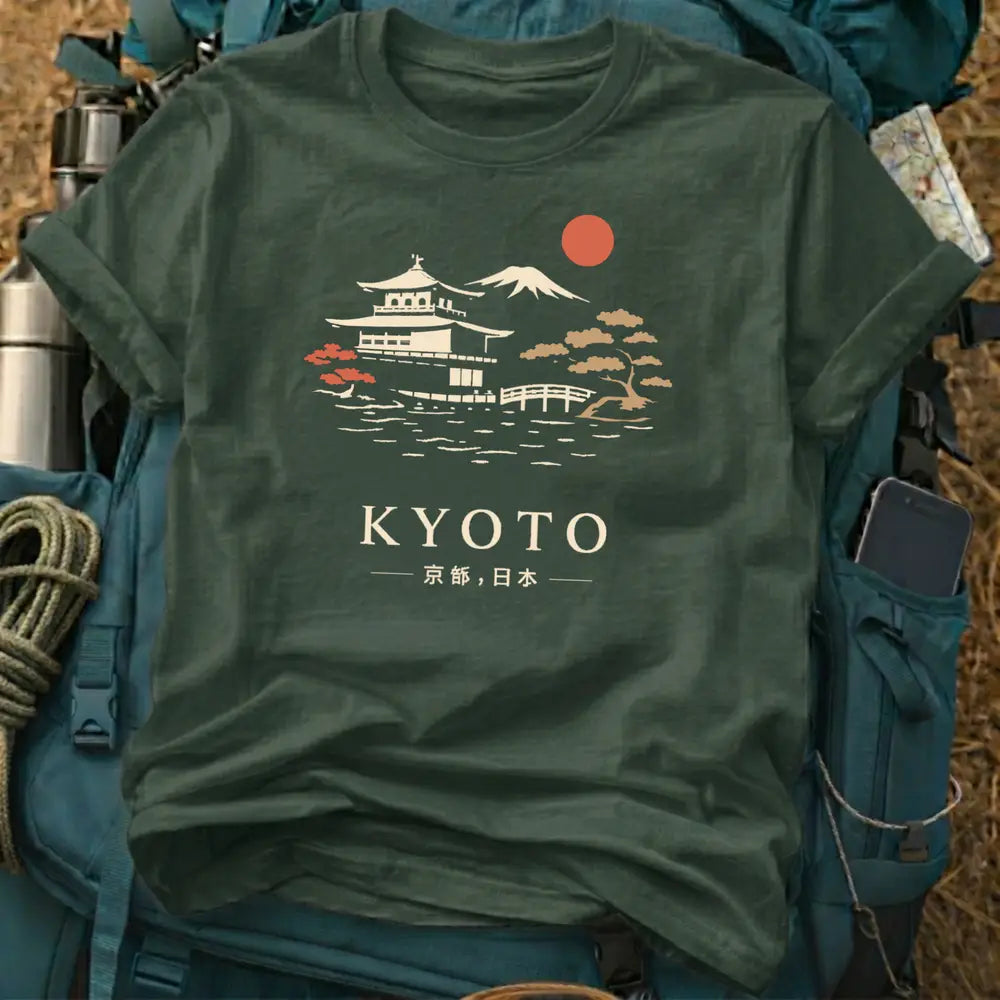 Kyoto Vintage Sunset Tee - Japanese Temple Graphic T-Shirt