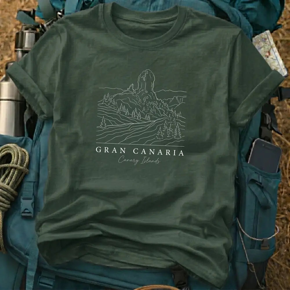 Gran Canaria Spain T-Shirt – Roque Nublo Fine Line Graphic Tee