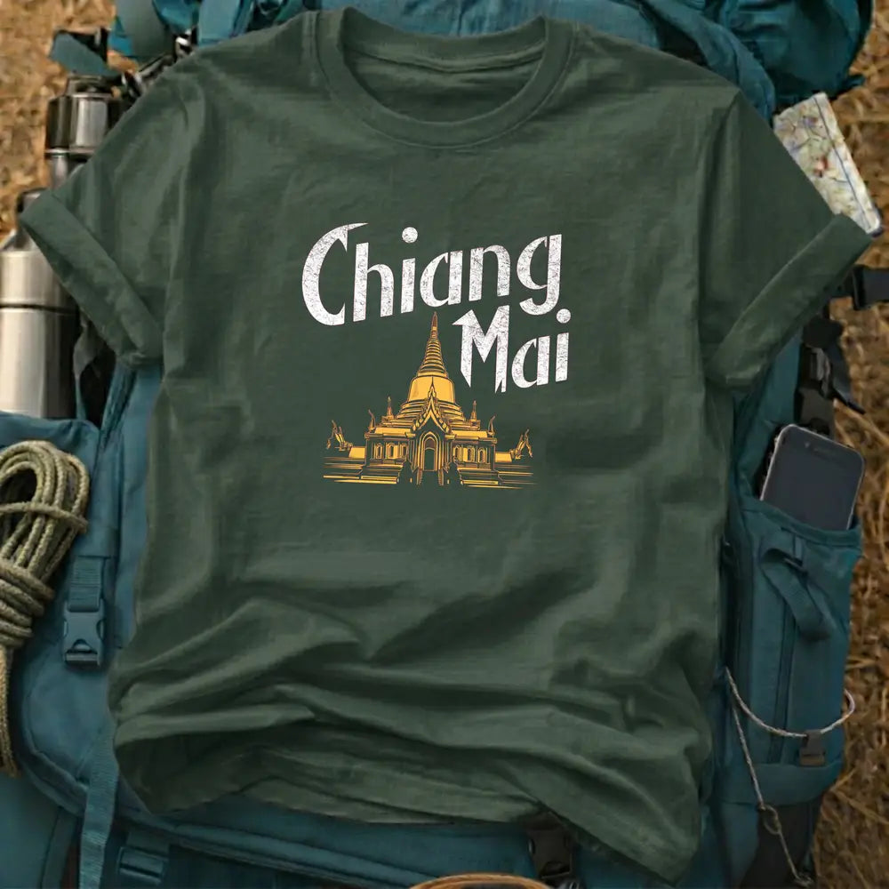 Chiang Mai Thailand T-Shirt – Golden Temple Stupa Graphic Tee