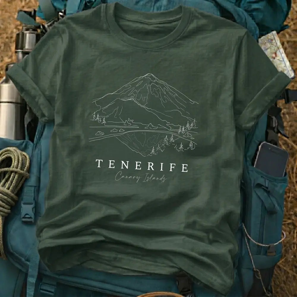 Tenerife Canary Islands T-Shirt – Retro Fine Line Mount Teide Graphic Tee