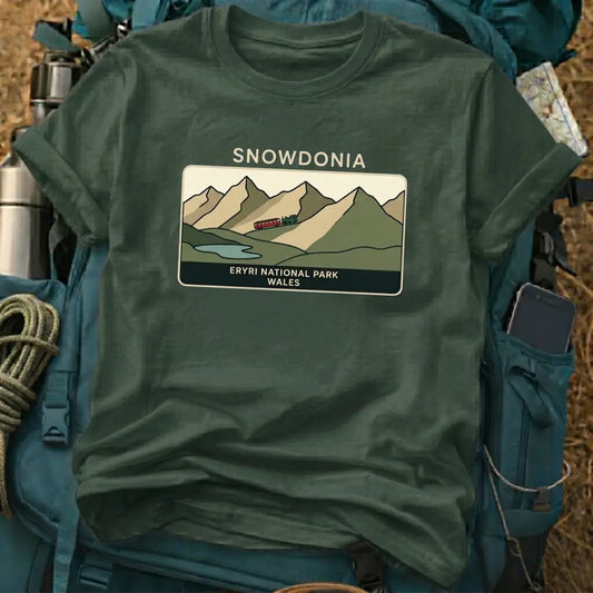Snowdonia Wales T-Shirt – Eryri National Park Mountain Railway Graphic Tee