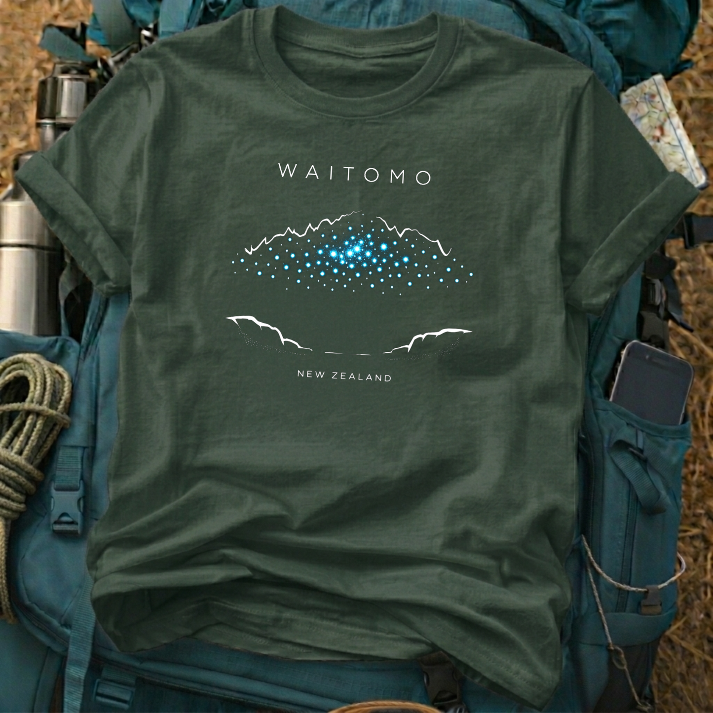 Waitomo Glowworm Caves Graphic Tee | New Zealand Souvenir Shirt