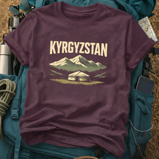 Kyrgyzstan Nomadic Yurt T-Shirt – Tian Shan Mountains Graphic Tee