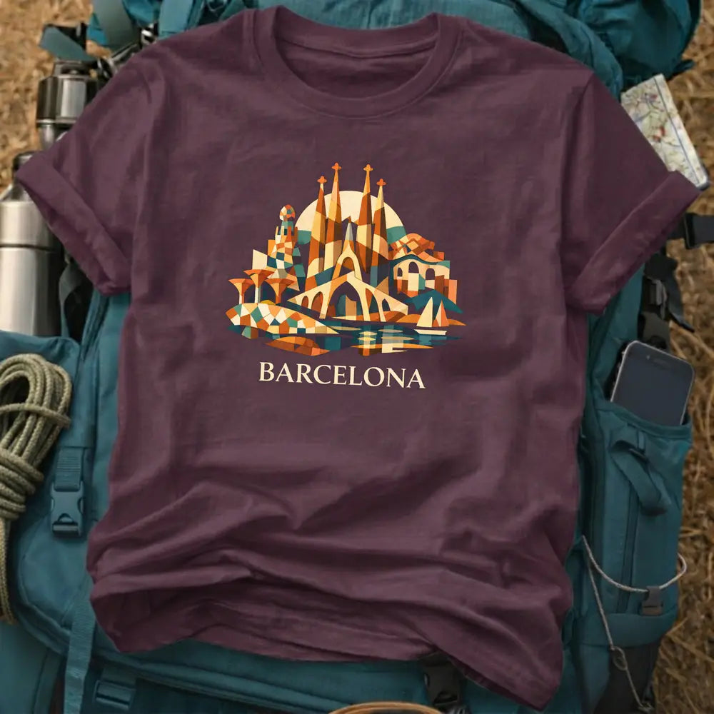 Barcelona Spain T-Shirt – Geometric Sagrada Familia Graphic Tee