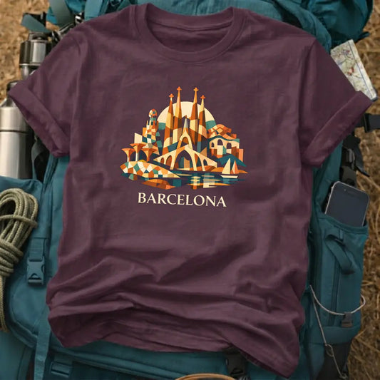 Barcelona Spain T-Shirt – Geometric Sagrada Familia Graphic Tee