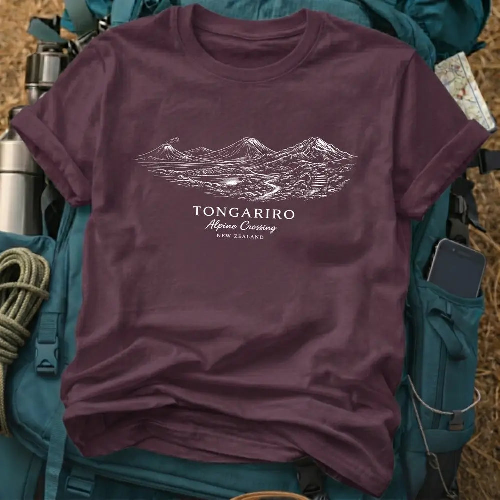 Tongariro Alpine Crossing New Zealand Fine Line Graphic T-Shirt