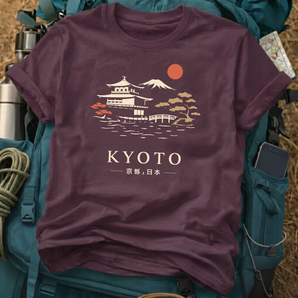 Kyoto Vintage Sunset Tee - Japanese Temple Graphic T-Shirt
