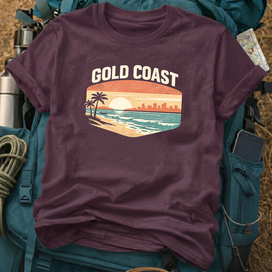 Gold Coast Australia Retro Surf Tee - Vintage Queensland Beach Sunset Graphic T-Shirt