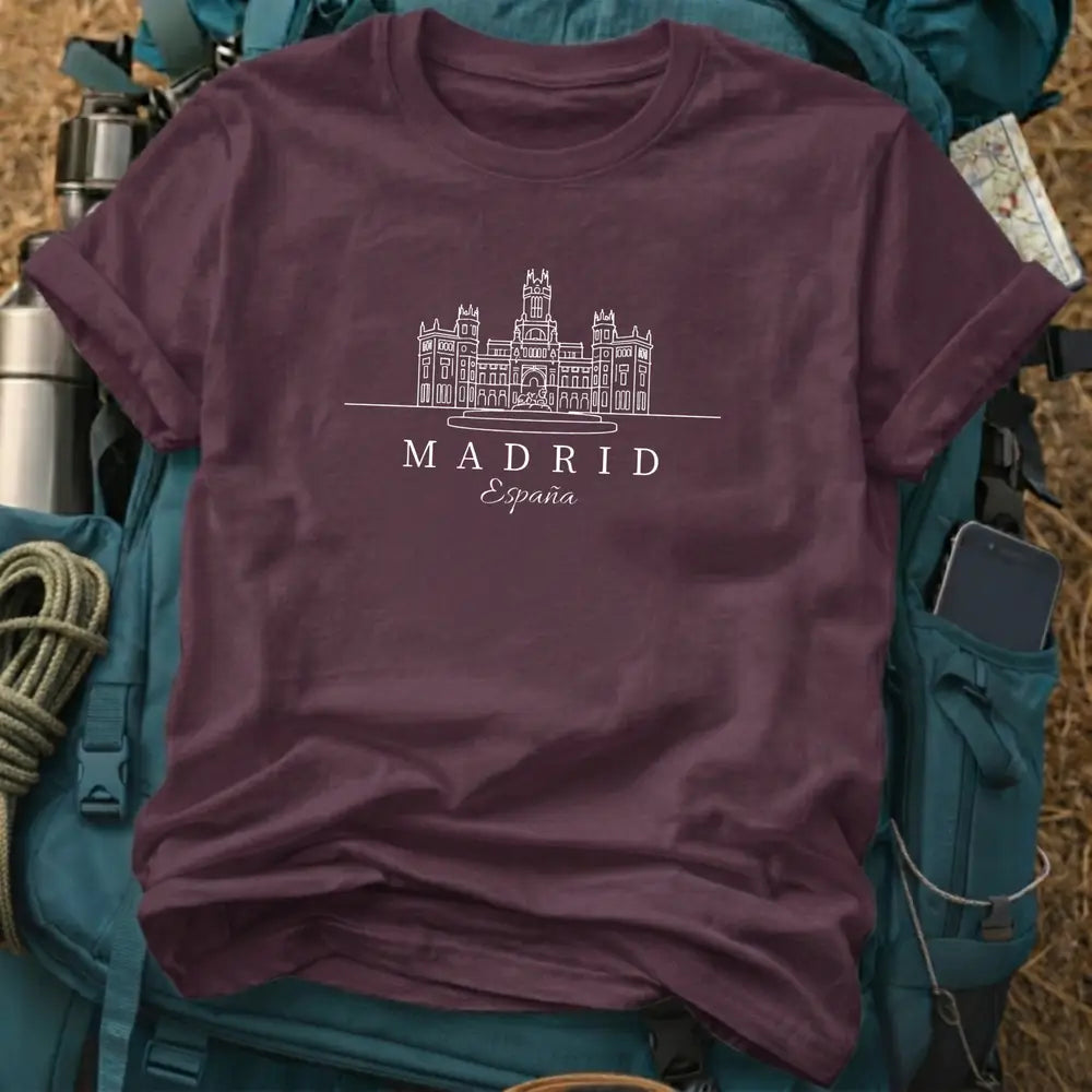 Madrid Spain T-Shirt – Minimalist Palacio de Cibeles Line Art Graphic Tee