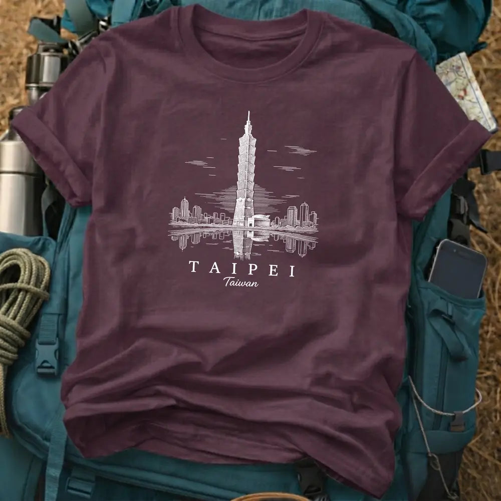 Taipei Taiwan T-Shirt – Retro Engraving Taipei 101 Skyline Graphic Tee