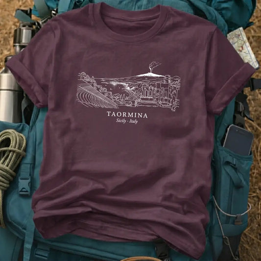 Taormina Sicily Fine Line Graphic T-Shirt