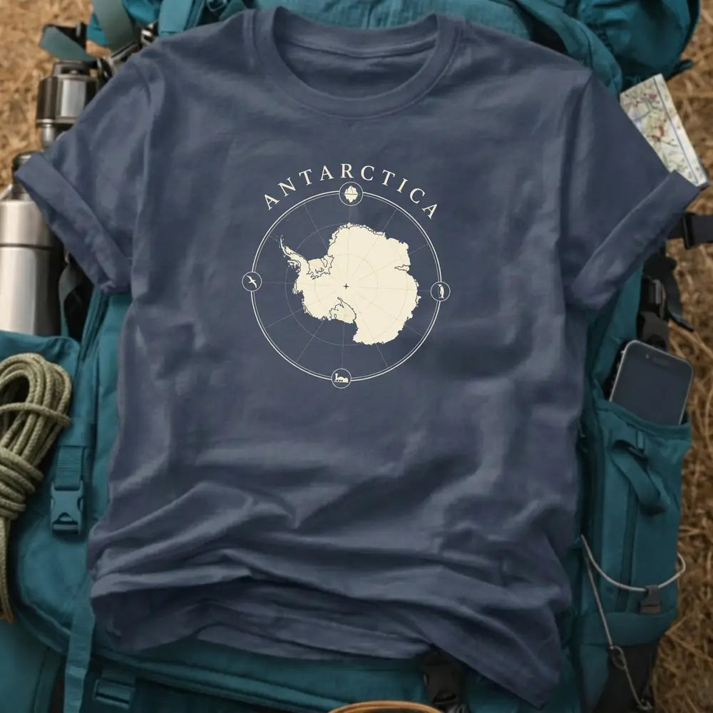 Antarctica T-Shirt – Vintage Polar Exploration Map Graphic Tee