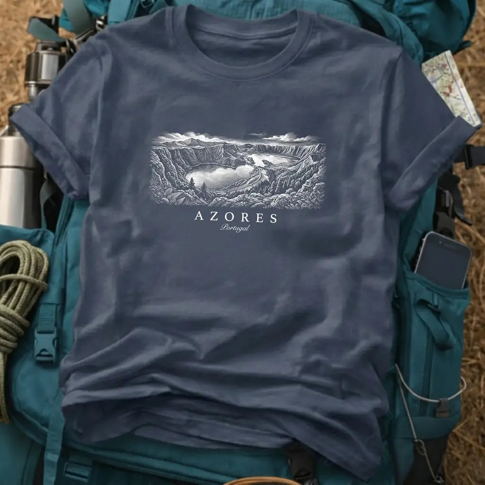 Azores Portugal Vintage Engraving T-Shirt – Travel Graphic Tee